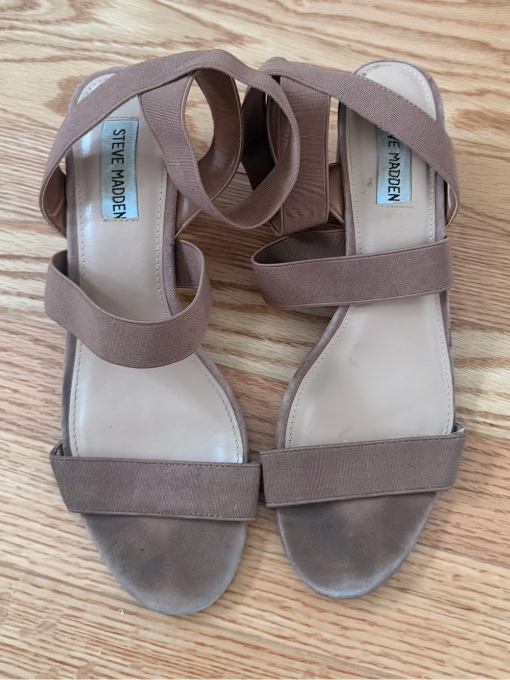 Steve Madden Taupe Suede Block Heel Sandals